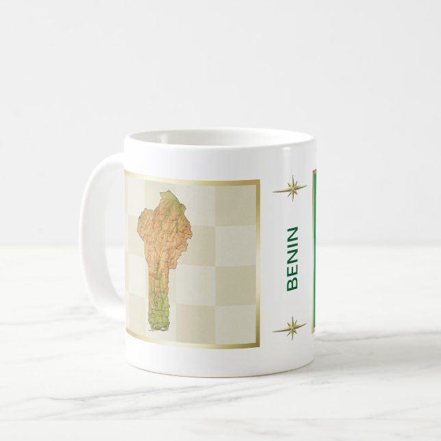 De Café Caneca com Bandeira e Mapa do Benim (Frente Esquerda)