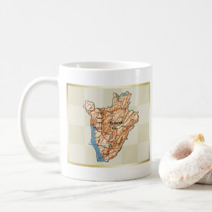 De Café Caneca com Bandeira e Mapa do Burundi