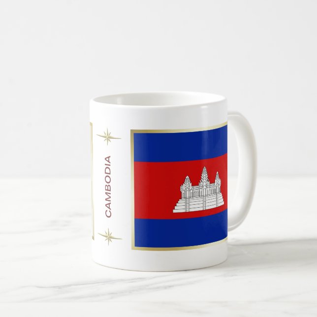 De Café Caneca com Bandeira e Mapa do Camboja (Frente Esquerda)