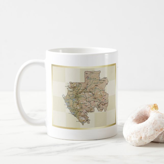 De Café Caneca com Bandeira e Mapa do Gabão (Com Donut)