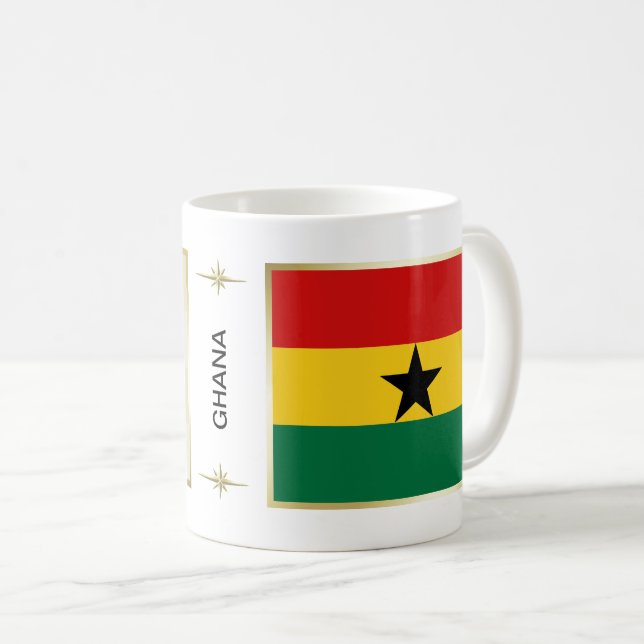 De Café Caneca com Bandeira e Mapa do Gana (Frente Esquerda)