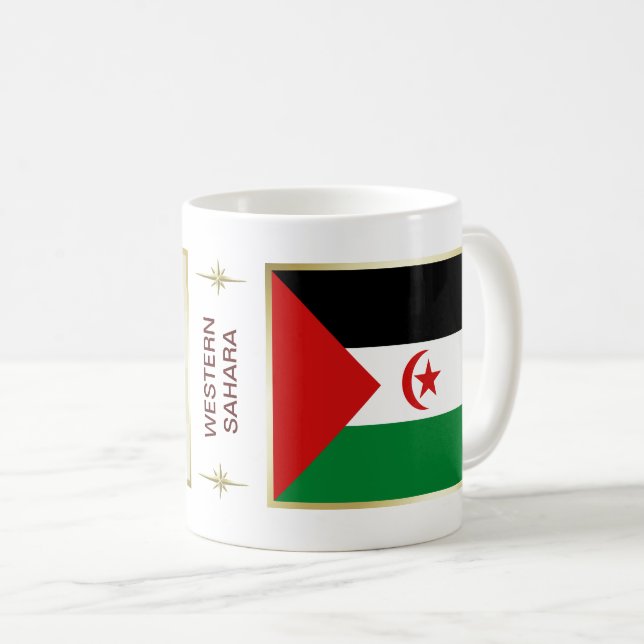 De Café Caneca com Bandeira e Mapa do Saara Ocidental (Frente Esquerda)