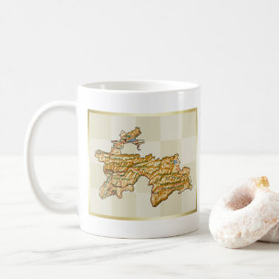 De Café Caneca com Bandeira e Mapa do Tajiquistão