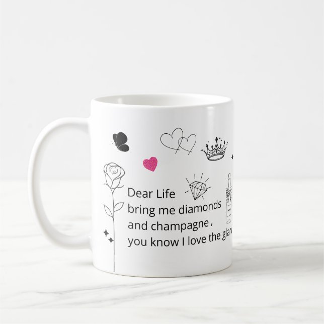 De Café Caneca com Citação Glam Divertida (Esquerda)