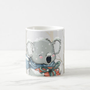 De Café Caneca com Coala Fofo Cinza Claro na Floresta com