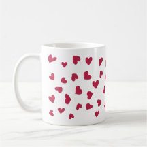 Caneca com Corações Vermelhos Rabiscados Espalhado