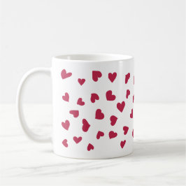 De Café Caneca com Corações Vermelhos Rabiscados Espalhado