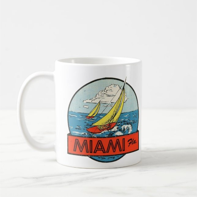 De Café Caneca com Decal Vintage Miami FL (Esquerda)