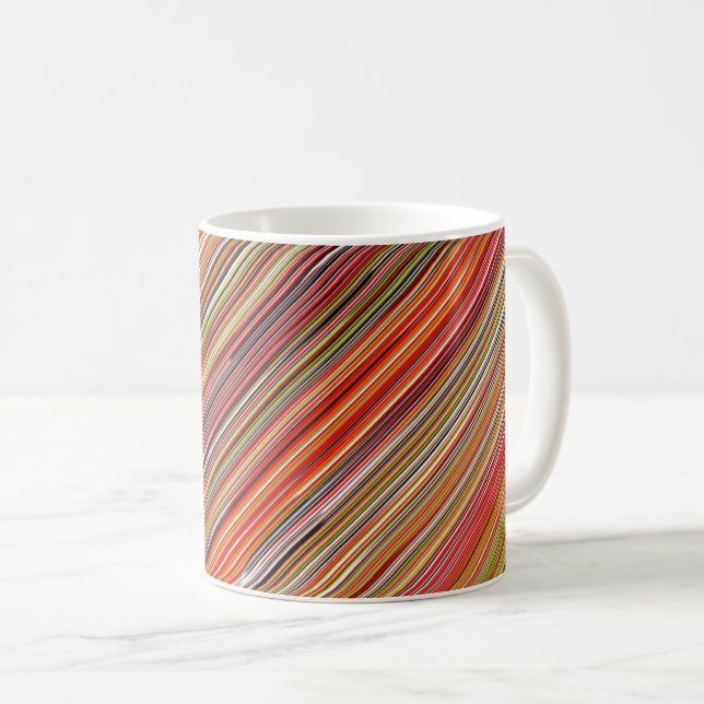 De Café Caneca com design abstrato: linhas coloridas (Frente Esquerda)