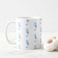 Caneca com Estampa Costeira Cavalo-Marinho Azul