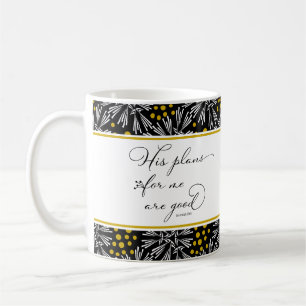 De Café Caneca com Estampa Preta e Dourada Jeremias 29:11