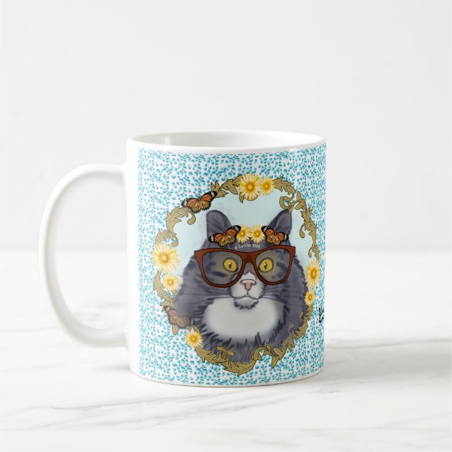 De Café Caneca com gato fofo usando óculos (Esquerda)