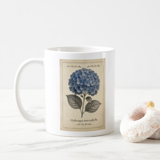 De Café Caneca com hortênsia azul (Com Donut)