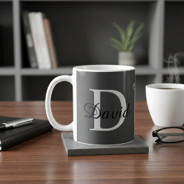 De Café Caneca com Inicial e Nome em Monograma Moderno | E