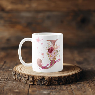 De Café Caneca com Inicial Floral Personalizada – Letra J