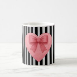 De Café Caneca com laço coração e listras