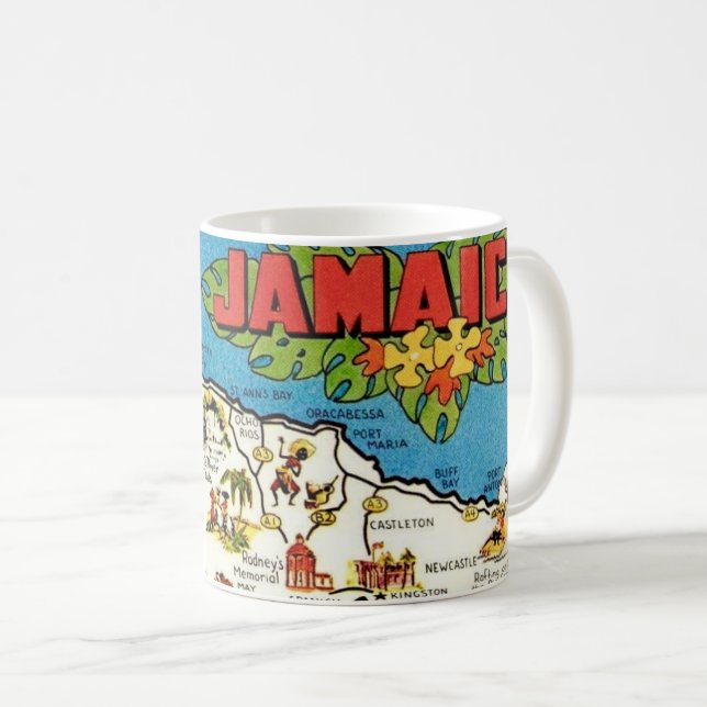 De Café Caneca com Mapa Antigo da Jamaica (Frente Esquerda)