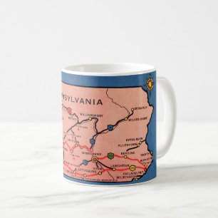 De Café Caneca com Mapa Antigo da Pensilvânia
