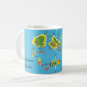 De Café Caneca com Mapa Antigo das Ilhas Havaianas