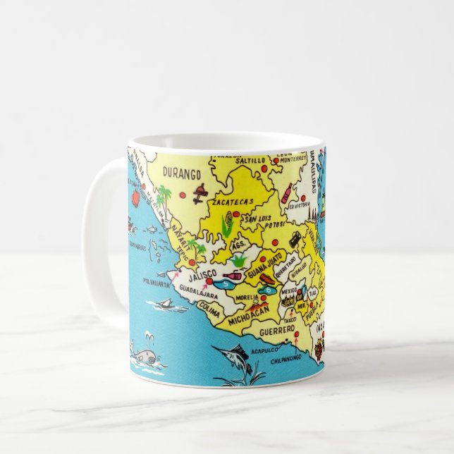 De Café Caneca com Mapa Colorido do México (Frente Esquerda)