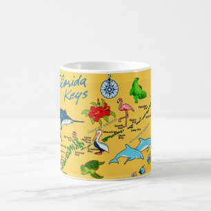 De Café Caneca com Mapa Colorido dos Florida Keys