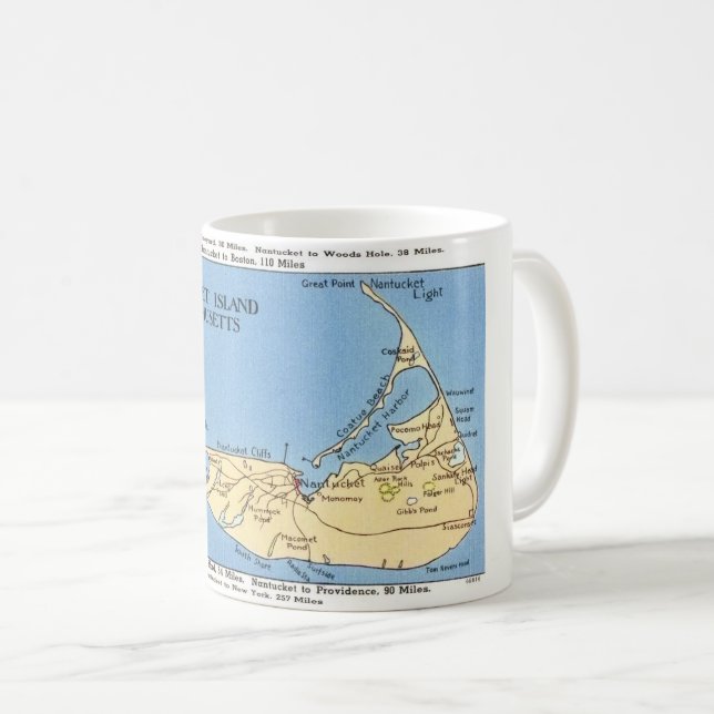 De Café Caneca com Mapa da Ilha Nantucket (Frente Esquerda)