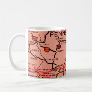 De Café Caneca com Mapa da Pensilvânia