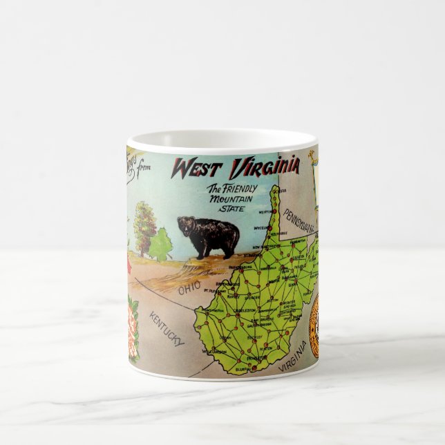 De Café Caneca com Mapa da Virgínia Ocidental (Centro)