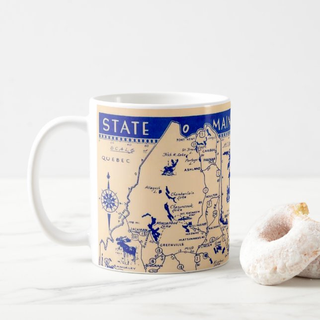 De Café Caneca com Mapa do Estado do Maine (Com Donut)
