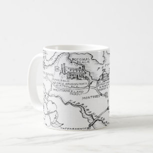 De Café Caneca com Mapa do Norte da Virgínia em Postcard