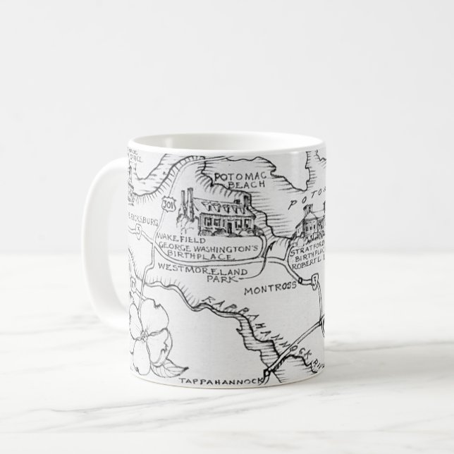 De Café Caneca com Mapa do Norte da Virgínia em Postcard (Frente Esquerda)