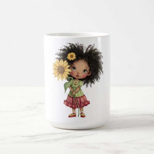 De Café Caneca com Menina Pequena Segurando Girassol(#2) (Centro)