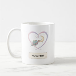 De Café Caneca com Nome Personalizado Coração Cósmico