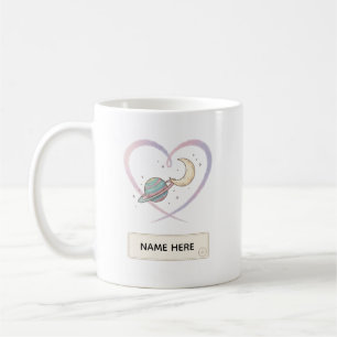 De Café Caneca com Nome Personalizado Coração Cósmico