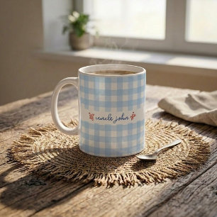 De Café Caneca com Nome Personalizado e Padrão Xadrez Fofo