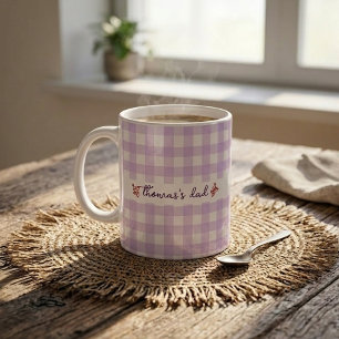De Café Caneca com Nome Personalizado e Padrão Xadrez Fofo