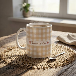 De Café Caneca com Nome Personalizado e Padrão Xadrez Fofo