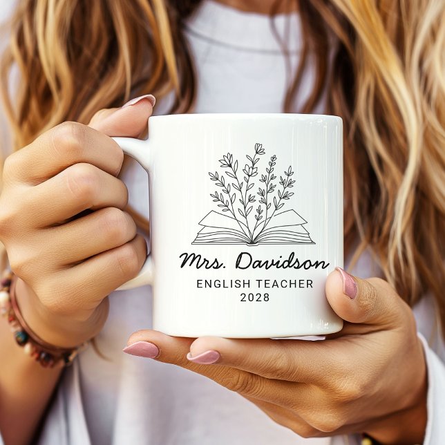 De Café Caneca com Nome Personalizado para Professor, Volt (Back to school teacher mug, Teacher appreciation mug, End of year thank you mug, First year teacher)