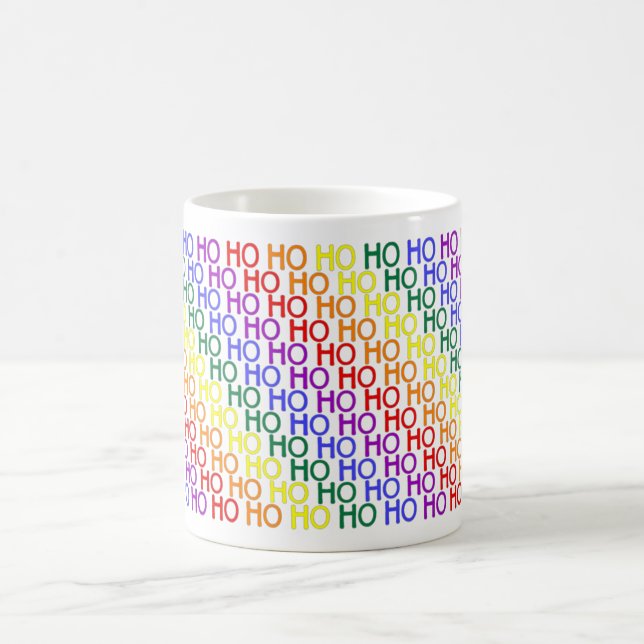 De Café Caneca com padrão Arco-íris Ho Ho Ho (Centro)