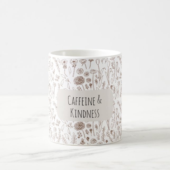 De Café Caneca com padrão floral marrom quente (Centro)