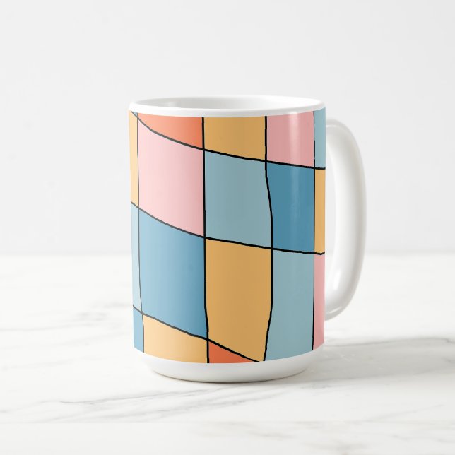 De Café Caneca com Padrão Geométrico Pastel Abstrato (Frente Esquerda)