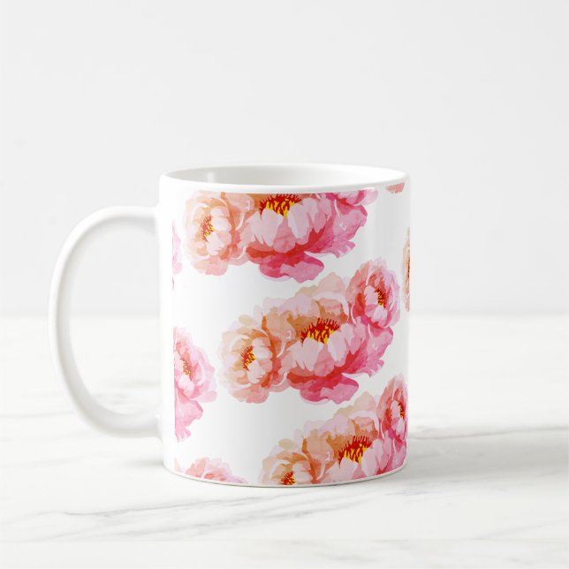 De Café Caneca com rosas trendy desenhadas (Esquerda)