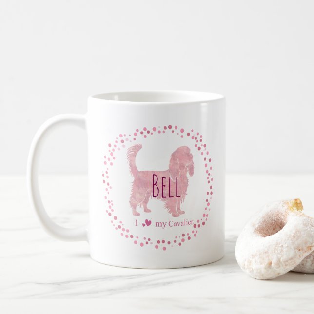 De Café Caneca com silhueta pastel rosa personalizada do c (Com Donut)