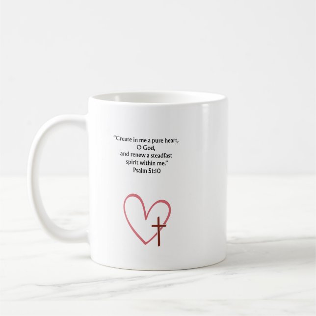 De Café Caneca com Versículo Bíblico do Salmo 51:10 | Pres (Esquerda)