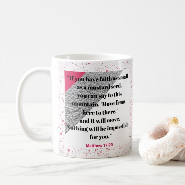 De Café Caneca com Versículo Bíblico Fé como uma Semente d (Com Donut)