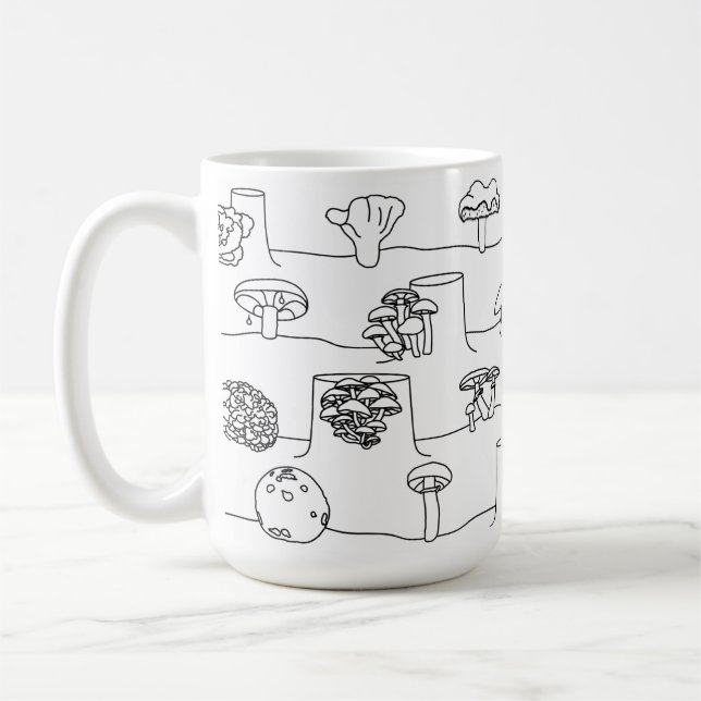 De Café Caneca comestível do esboço da mistura do cogumelo (Esquerda)