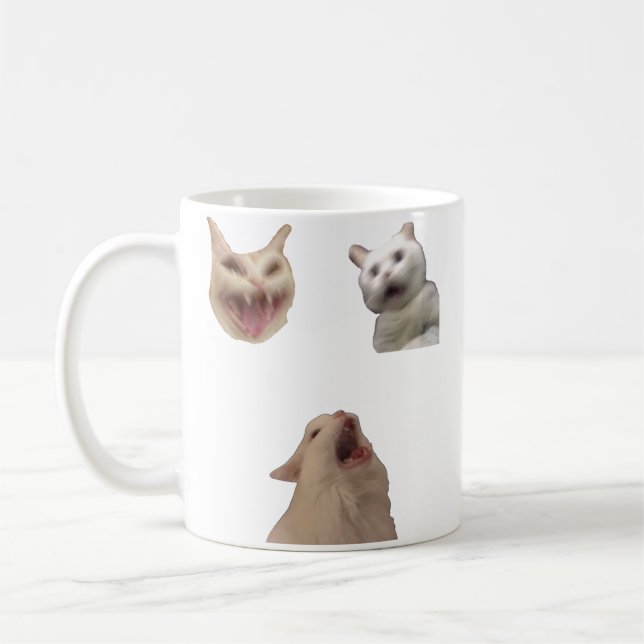 De Café Caneca Conjunto do Gato Gritando Meme Divertido pa (Esquerda)