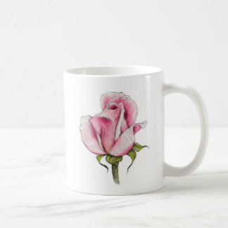 De Café Caneca cor-de-rosa da aguarela do vintage
