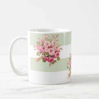 De Café Caneca cor-de-rosa da listra da manjericão do