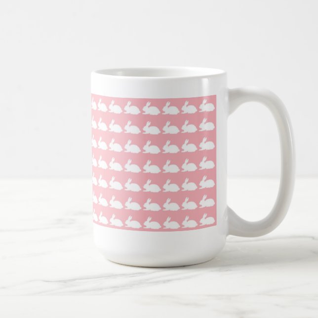 De Café Caneca cor-de-rosa da páscoa com coelhos (Direita)